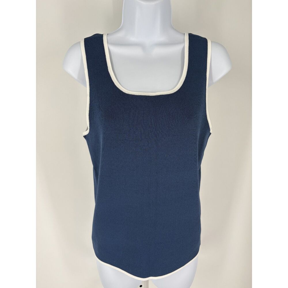 NWT Pretty Garden Blue Contrast Trim Tank Top